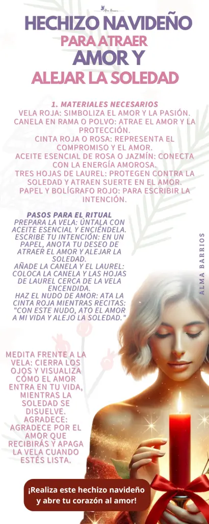 Descubre este poderoso hechizo navideño para atraer el amor y alejar la soledad. Llena tu hogar de calidez emocional y recibe el amor verdadero que mereces. #HechizoNavideño #AtraerAmor #AlejarLaSoledad #RitualDeAmor #Navidad2024