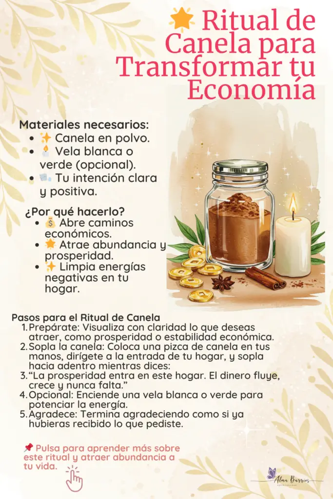 Descubre cómo este sencillo ritual con canela puede transformar tu economía y atraer abundancia a tu vida.  Realízalo en minutos para desbloquear nuevas oportunidades financieras y mejorar la energía de tu hogar. ¡Hazlo hoy y siente la diferencia! #RitualDeCanela #Abundancia #AtraerProsperidad #EnergíaPositiva #BrujaTips