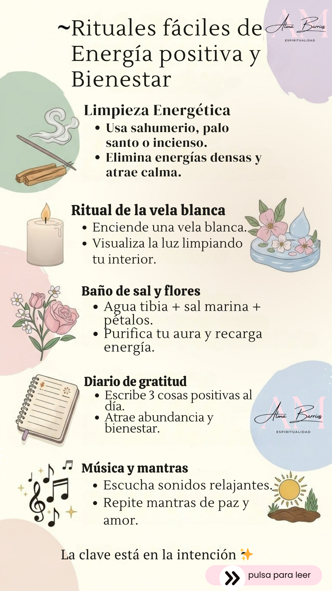 ¿Quieres atraer más calma, equilibrio y buenas vibras a tu vida? 🌿💫
Descubre rituales sencillos como limpieza energética, baños de sal y flores, velas blancas, gratitud y conexión con la naturaleza.
Prácticas fáciles que llenarán tu día de armonía y bienestar espiritual. 🌸🕯️

#EnergíaPositiva #Bienestar #Espiritualidad #Rituales #Sanación #MagiaBlanca #Gratitud #AmorPropio #Conciencia #PinterestES