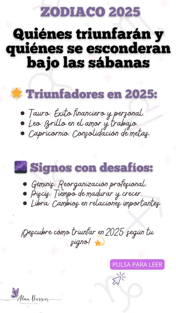 ¿Qué le espera a tu signo en 2025? Descubre si los astros te colocarán en la cima o te invitarán a reflexionar bajo las sábanas.
¡Conoce tu destino cósmico para este año lleno de sorpresas! 

#Zodiaco2025 #Astrología #PrediccionesZodiacales #Horóscopo2025 #SignosDelZodiaco