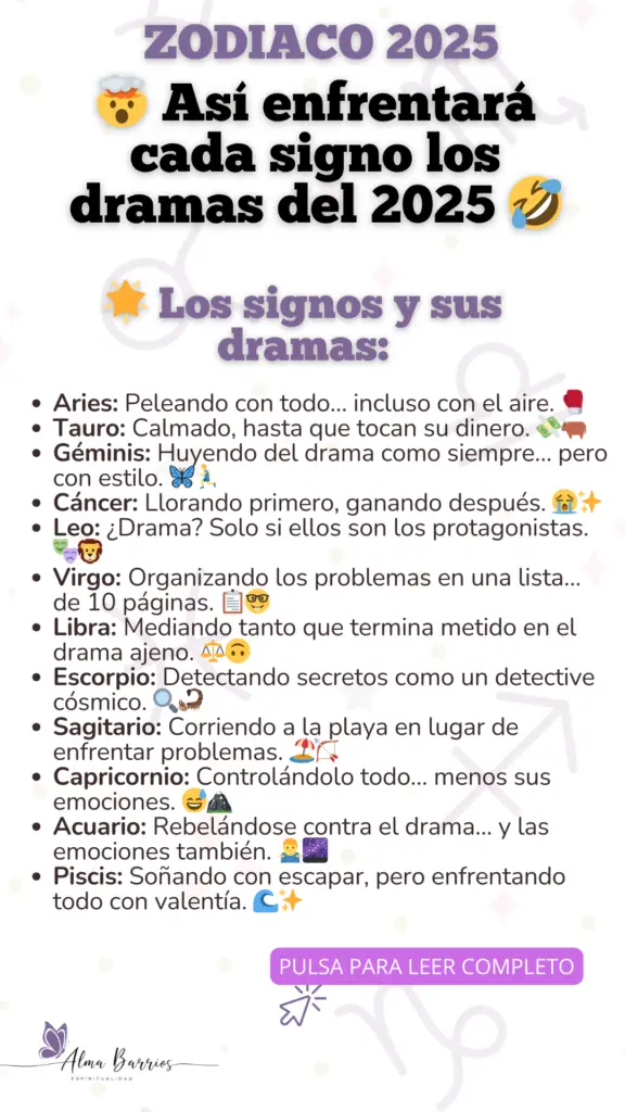 Así enfrentará cada signo los dramas del 2025 
¿Drama? Los astros ya lo saben. Descubre cómo cada signo sobrevivirá (o no) a los retos del año con humor y estilo. ¡Prepárate para lo que viene! 

#Zodiaco2025 #AstrologíaConHumor #Horóscopo2025 #DramasZodiacales #SignosDelZodiaco