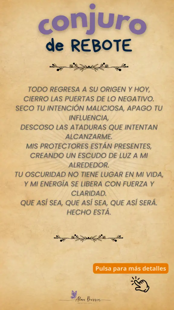 Protege tu energía con este poderoso conjuro de rebote. Descubre cómo devolver las malas vibras a su origen y restaurar tu equilibrio espiritual con un ritual sencillo y efectivo. #ConjuroDeRebote #ProtecciónEnergética #RitualesEsotéricos #LimpiezaEspiritual #EnergíaPositiva