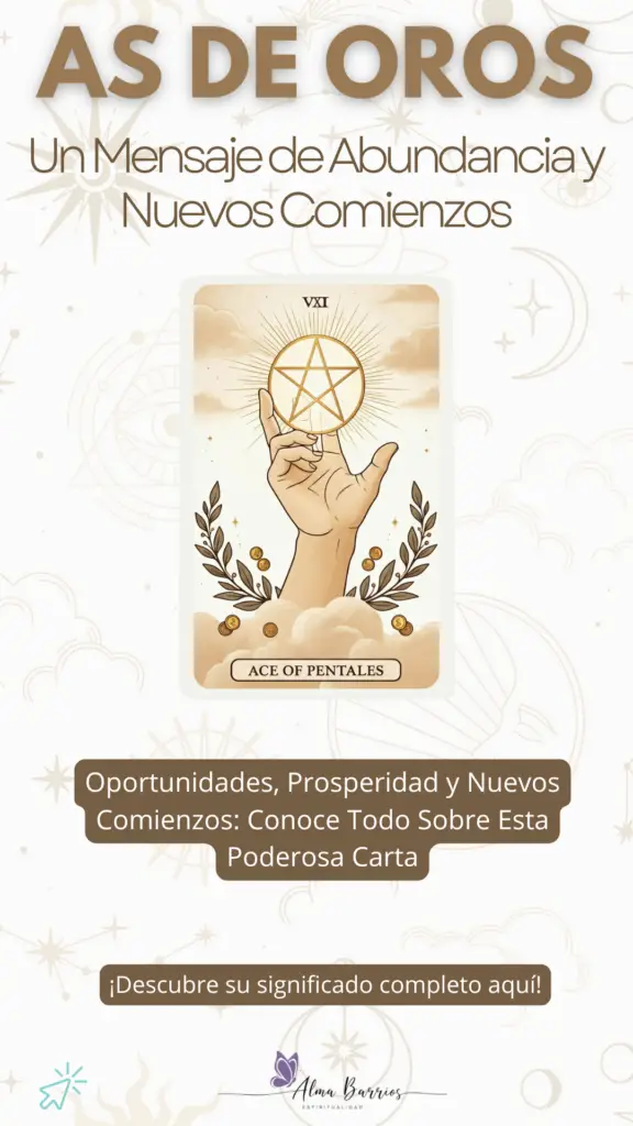 ¿Qué significa el As de Oros en el tarot? Esta carta es un símbolo de abundancia, nuevos comienzos y oportunidades doradas. Aprende cómo interpretarla en tus lecturas de amor, trabajo y finanzas. Conoce su significado al derecho y al revés en nuestro artículo completo. ¡Haz clic para leer más! #Tarot #AsDeOros #SignificadoDeTarot #Prosperidad #NuevosComienzos