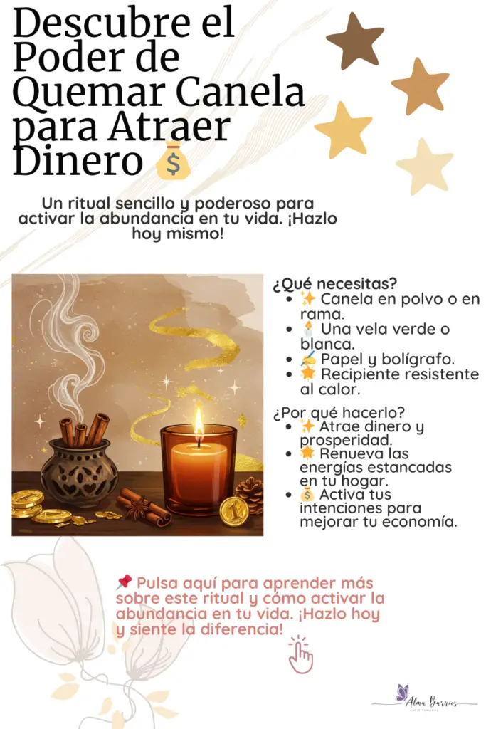 Descubre el poderoso ritual de quemar canela para atraer dinero y desbloquear la energía de la prosperidad.  Con materiales simples como canela, una vela y tu intención, activa la abundancia en tu vida de forma rápida y efectiva. ¡Hazlo hoy y transforma tu economía! #RitualDeCanela #AtraerDinero #Abundancia #EnergíaPositiva #BrujaTips