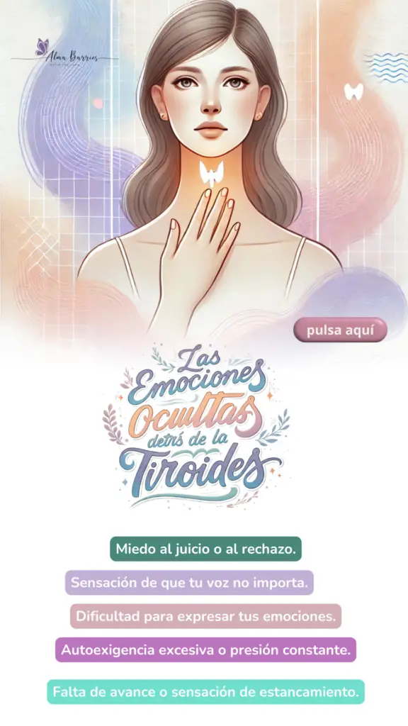 Descubre cómo la tiroides puede reflejar emociones reprimidas como la dificultad para expresarte, el miedo al cambio o el deseo de ser escuchado/a. Aprende a liberar bloqueos emocionales y equilibrar tu cuerpo y mente desde un enfoque espiritual. ¡Guarda este pin para explorar más sobre la conexión entre tus emociones y tu salud!  #SignificadoEmocional #Tiroides #SanaciónInterior #EquilibrioEmocional #CuerpoYAlma