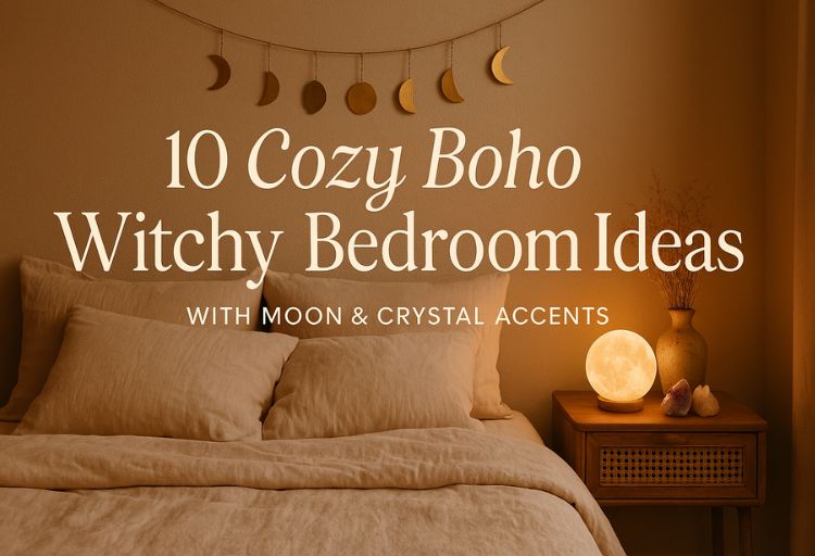 10 Cozy Boho Witchy Bedroom Ideas with Moon & Crystal Accents